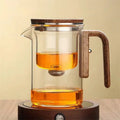 Filtration Glass Tea Pot Wood Handle Tea