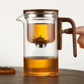 Filtration Glass Tea Pot Wood Handle Tea